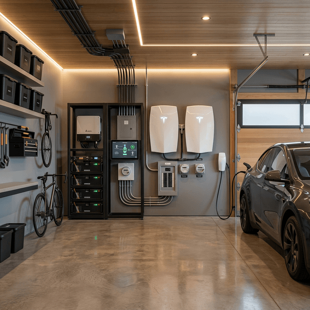 Home battery installation and storage cabinet